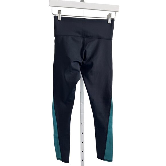 Noli Contrast Print Leggings Black With Teal & Grey Panels - Picture 4 of 4